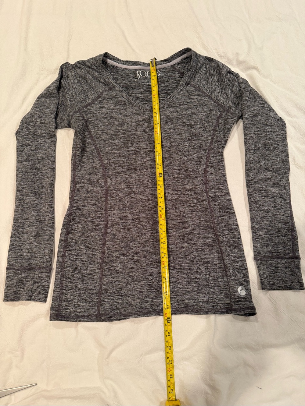 Women's Grey Long-Sleeve V-Neck Performance Top - Picture 7 of 12